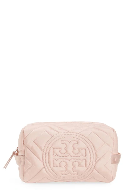 Tory Burch Fleming Quilted Nylon Cosmetics Case In Mineral Pink