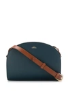 Apc Sac Demi Lune Colorblock Leather Crossbody Bag In Iaf Bleu