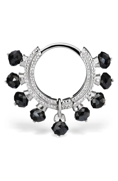 Maria Tash 18ct 8mm Black Diamond Coronet Single Hoop Earring In White Gold