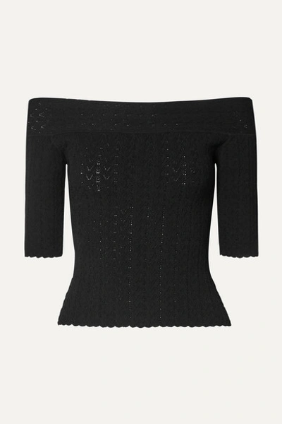 Altuzarra Barnehurst Off-the-shoulder Pointelle-knit Top In Black