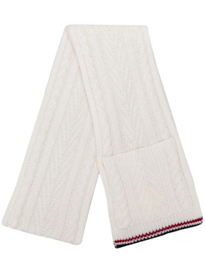 Thom Browne White Cable Pocket Scarf