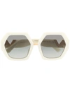 Valentino Hexagon Frame Acetate And Metal Sunglasses In White
