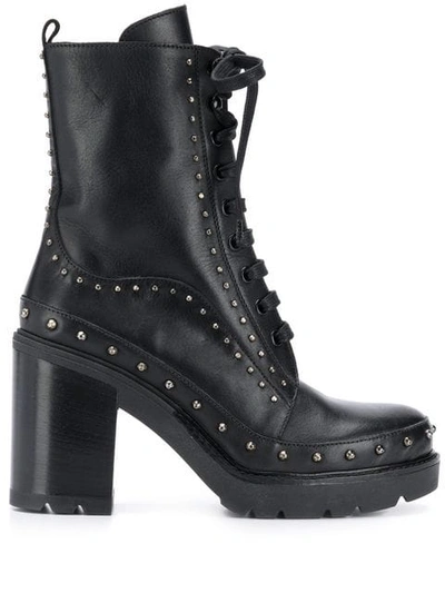 Pinko Studded Ankle Boots In Black
