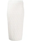 Fendi Ff Motif Knit Skirt - White