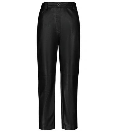Stella Mccartney Cropped Faux Leather Straight-leg Pants In Black
