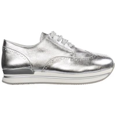 Hogan Girls Shoes Baby Child Leather Sneakers In Silver