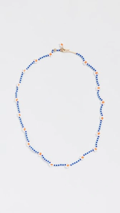 Roxanne Assoulin Daisy Beaded Necklace In Blue/white