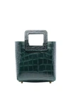 Staud Shirley Crocodile-effect Leather Shoulder Bag In Green