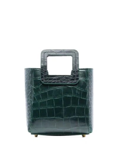 Staud Shirley Crocodile-effect Leather Shoulder Bag In Green