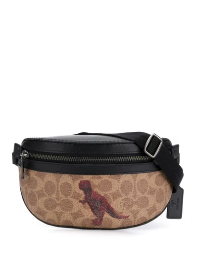 Coach Belt Bag In Signature Canvas With Rexy By Sui Jianguo In Black