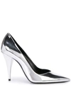 Saint Laurent Kiki Mirrored-leather Pumps In Silver