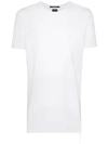 Ksubi Distressed-hem Longline T-shirt In White