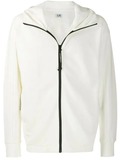 C.p. Company Goggle Zipped Hoodie In White