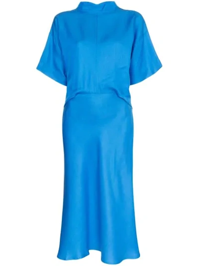 Carcel High-neck Midi Dress In Blau