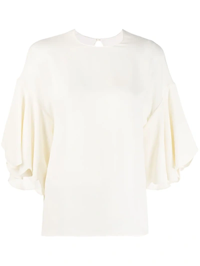 Valentino Tulip Sleeve Blouse In White