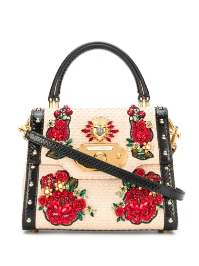 Dolce & Gabbana Medium Leather Welcome Bag In Neutrals