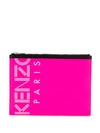 Kenzo Logo Print Clutch Bag In Pink