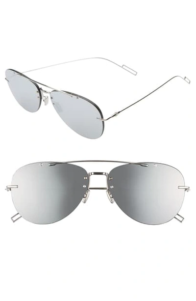 Dior Men's Chroma Rimless Pilot Sunglasses W/ Metal Detail In Palladium/gray Silver