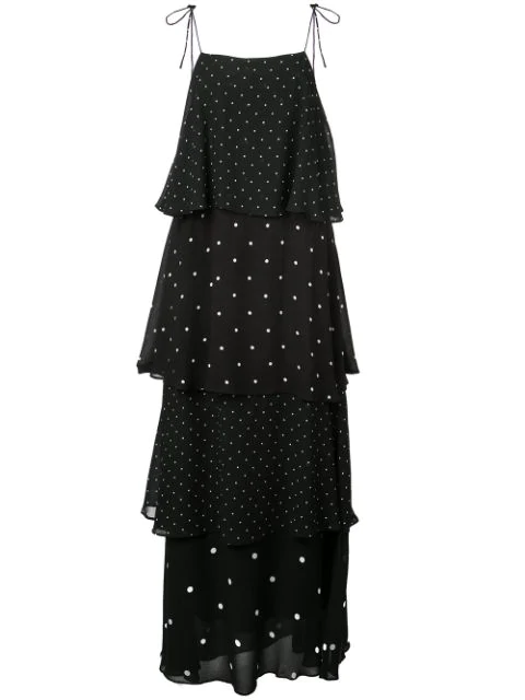 black polka dot chiffon dress