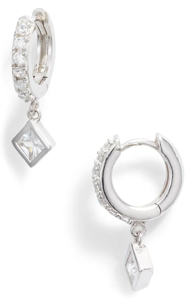 Argento Vivo Cubic Zirconia Pave Huggie Hoop Earrings In Silver