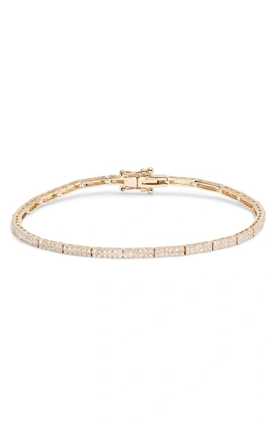 Ef Collection Double Row Diamond Eternity Bracelet In Yellow Gold/ Diamond