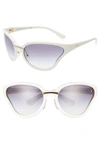 Prada 68mm Oversize Wrap Butterfly Sunglasses In White/ Grey Gradient