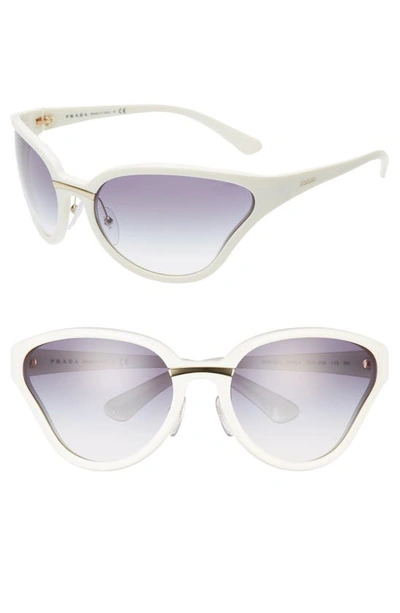 Prada 68mm Oversize Wrap Butterfly Sunglasses In White/ Grey Gradient