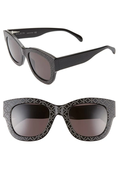 Alaïa 50mm Studded Sunglasses In Black/ Black Print