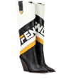 Fendi Mania Leather Knee-high Boots In Black