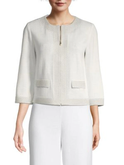 St John Studded Zip Jacket In White