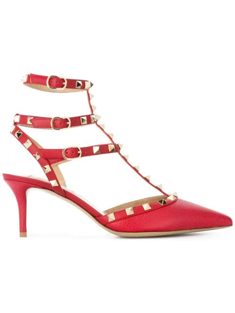 Valentino Garavani Rockstud Caged 65Mm Pumps In Red | ModeSens