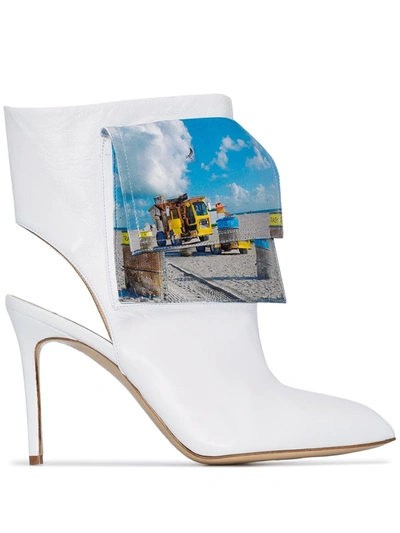 Natasha Zinko Beach Trash Logo Ankle Boots In White