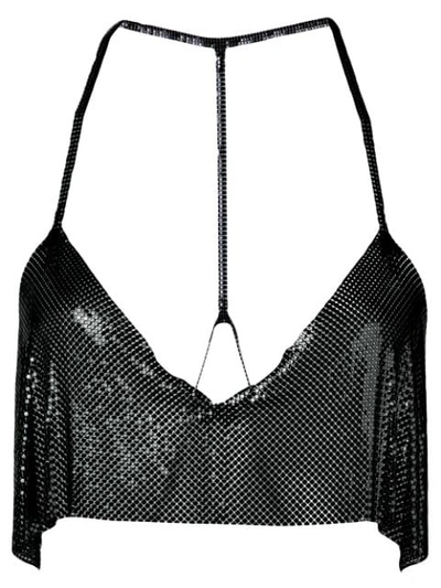 Fannie Schiavoni Cropped Chainmail Top In Black