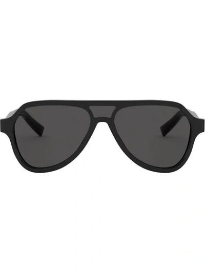 Dolce & Gabbana Men's Vintage-inspired Aviator Cutout Sunglasses In Black