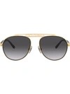 Dolce & Gabbana Engraved Logo Aviator Sunglasses In Gold