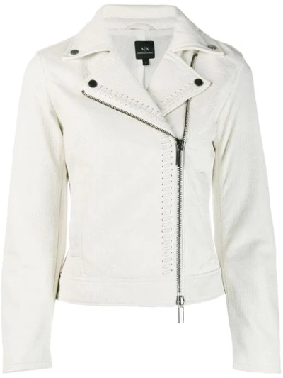 Armani Exchange Biker Jacket In White