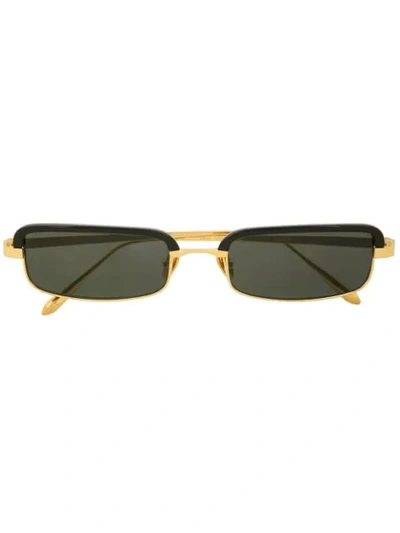 Linda Farrow Rectangle Shape Sunglasses In Gold