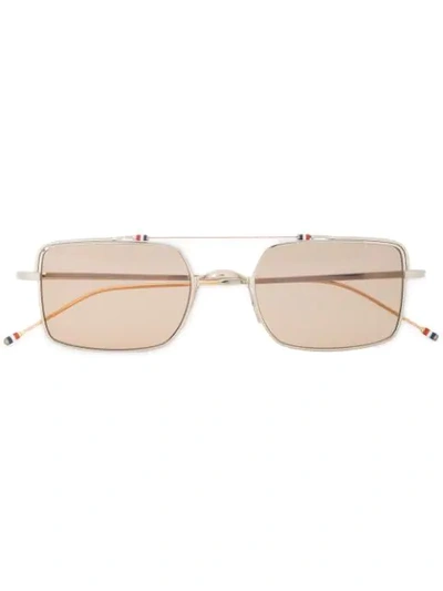 Thom Browne Square Aviator Sunglasses In Silver