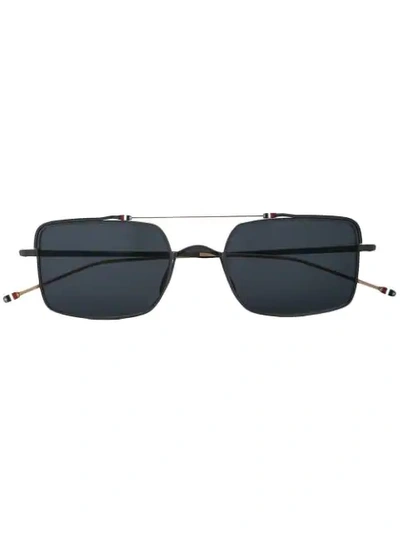 Thom Browne Eyewear Rectangle Frame Sunglasses - Black In Black