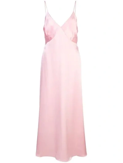 Adam Lippes Gathered Silk-satin Maxi Dress In Petal Pink Petal