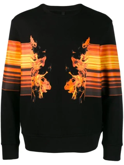 Neil Barrett Flame Crew Neck Jumper Black/orange