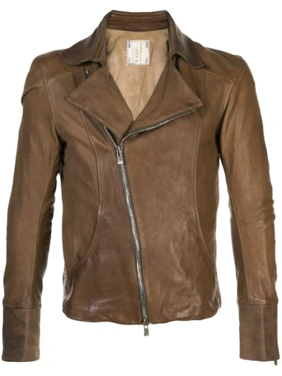 Guidi Leather Biker Jacket In Brown