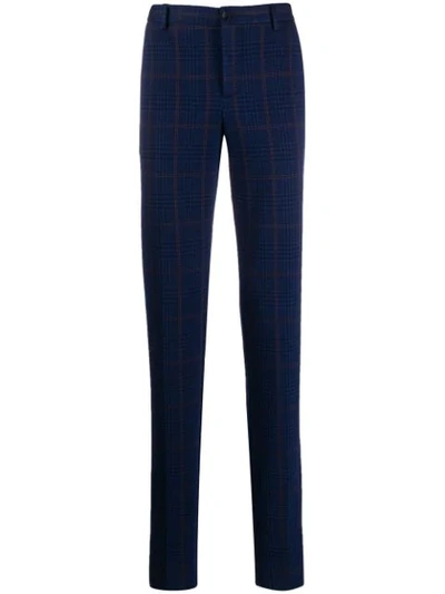 Etro Houndstooth Trousers In Blue