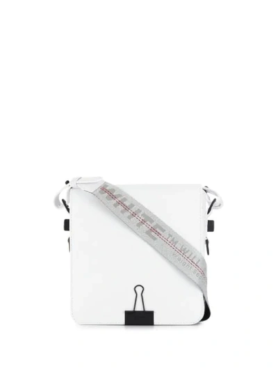 Off-white Binder Clip Leather Crossbody Bag In White