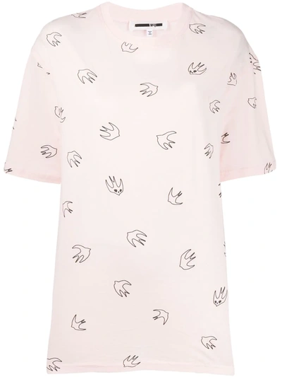Mcq By Alexander Mcqueen Swallow Swarm Print T-shirt In Pink