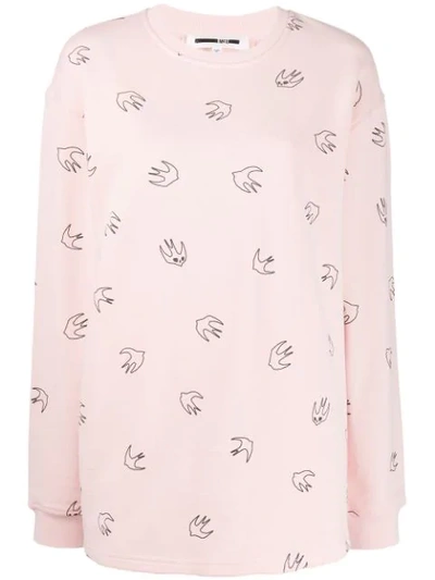 Mcq By Alexander Mcqueen Bird Print Sweater In Pink