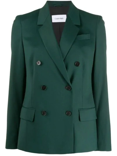 Calvin Klein Classic Double-breasted Blazer In Green