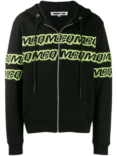 Mcq By Alexander Mcqueen Embroidered Logo Zipped Hoodie In Black