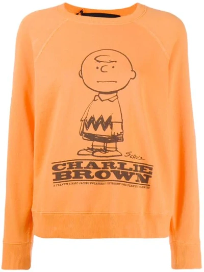 Marc Jacobs Charlie Brown Print Sweatshirt In Orange