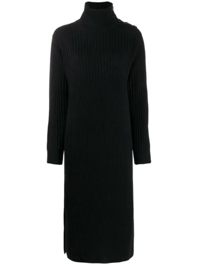 See By Chloé Midi Ribbed Knit Dress In Black